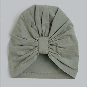 H&M Girls Knot Detail Cotton Jersey Sage Green Knotted Turban Hat Size 7-12 NEW